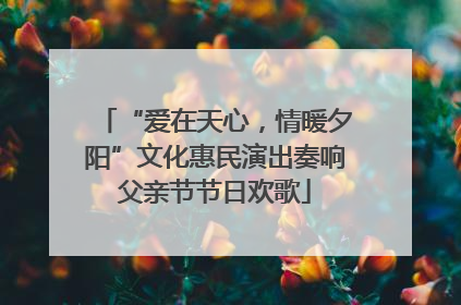 “爱在天心，情暖夕阳”文化惠民演出奏响父亲节节日欢歌