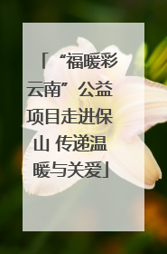 “福暖彩云南”公益项目走进保山 传递温暖与关爱