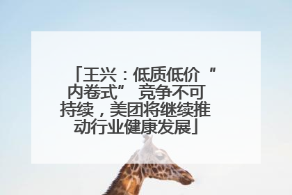 王兴：低质低价“内卷式” 竞争不可持续，美团将继续推动行业健康发展