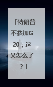 特朗普不参加G20，这又怎么了？