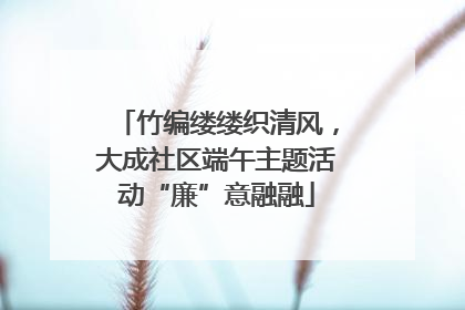 竹编缕缕织清风，大成社区端午主题活动“廉”意融融