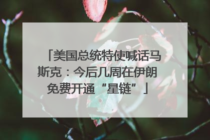 美国总统特使喊话马斯克：今后几周在伊朗免费开通“星链”