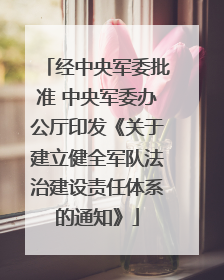 经中央军委批准 中央军委办公厅印发《关于建立健全军队法治建设责任体系的通知》