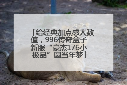 给经典加点感人数值，996传奇盒子新服“豪杰176小极品”圆当年梦