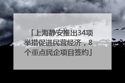 上海静安推出34项举措促进民营经济，8个重点民企项目签约