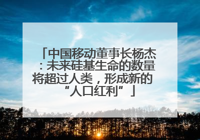 中国移动董事长杨杰：未来硅基生命的数量将超过人类，形成新的“人口红利”