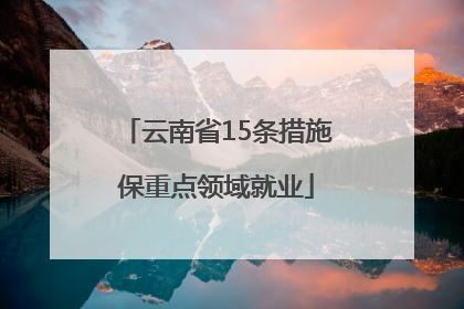 云南省15条措施保重点领域就业
