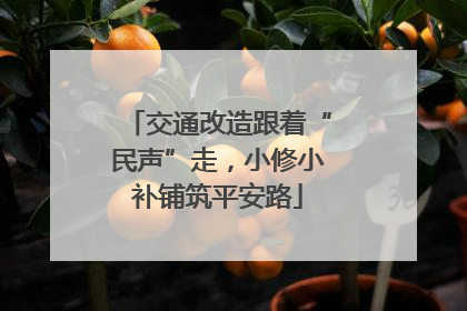 交通改造跟着“民声”走，小修小补铺筑平安路