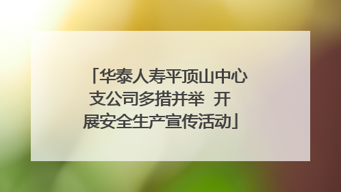 华泰人寿平顶山中心支公司多措并举  开展安全生产宣传活动
