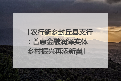 农行新乡封丘县支行：普惠金融润泽实体 乡村振兴再添新翼