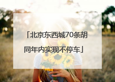 北京东西城70条胡同年内实现不停车