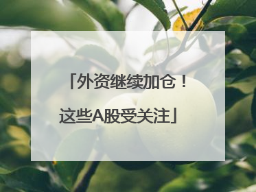 外资继续加仓！这些A股受关注