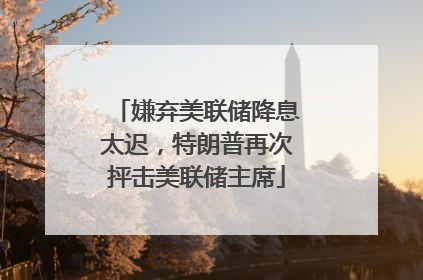嫌弃美联储降息太迟，特朗普再次抨击美联储主席
