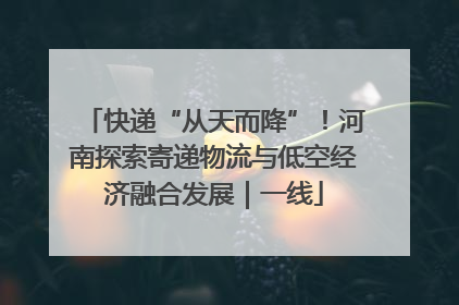 快递“从天而降”！河南探索寄递物流与低空经济融合发展｜一线
