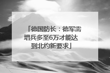 德国防长：德军需增兵多至6万才能达到北约新要求