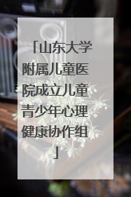 山东大学附属儿童医院成立儿童青少年心理健康协作组