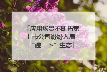 应用场景不断拓宽 上市公司纷纷入局“碰一下”生态
