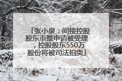 张小泉：间接控股股东重整申请被受理，控股股东550万股份将被司法拍卖