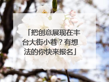 把创意展现在丰台大街小巷？有想法的你快来报名