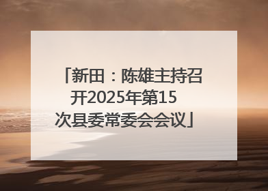 新田：陈雄主持召开2025年第15次县委常委会会议