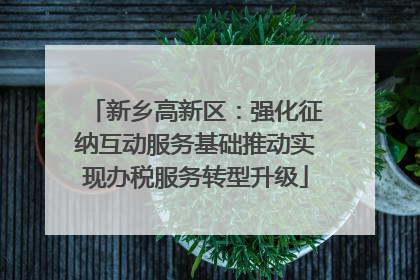 新乡高新区：强化征纳互动服务基础推动实现办税服务转型升级