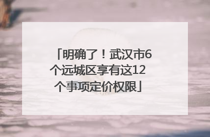 明确了！武汉市6个远城区享有这12个事项定价权限
