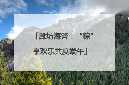 潍坊海警：“粽”享欢乐共度端午