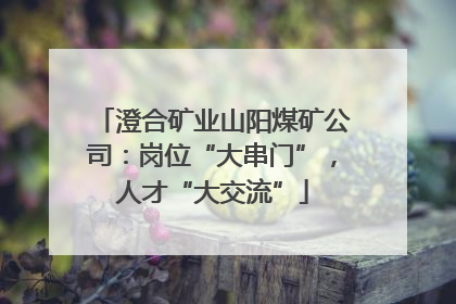 澄合矿业山阳煤矿公司：岗位“大串门”，人才“大交流”