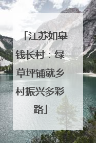 江苏如皋钱长村：绿草坪铺就乡村振兴多彩路