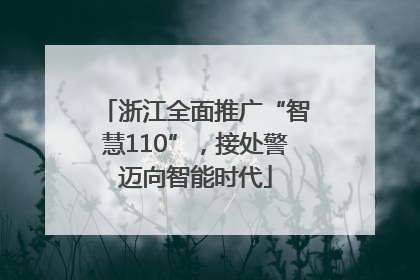 浙江全面推广“智慧110”，接处警迈向智能时代