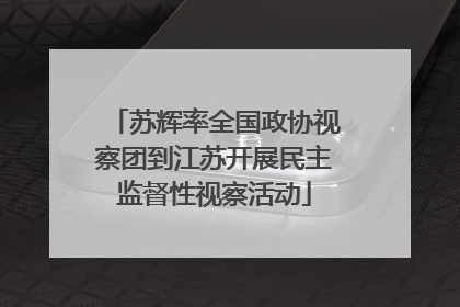 苏辉率全国政协视察团到江苏开展民主监督性视察活动