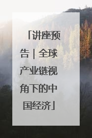 讲座预告｜全球产业链视角下的中国经济