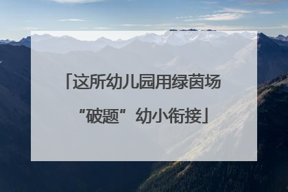这所幼儿园用绿茵场“破题”幼小衔接