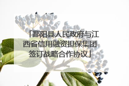鄱阳县人民政府与江西省信用融资担保集团签订战略合作协议