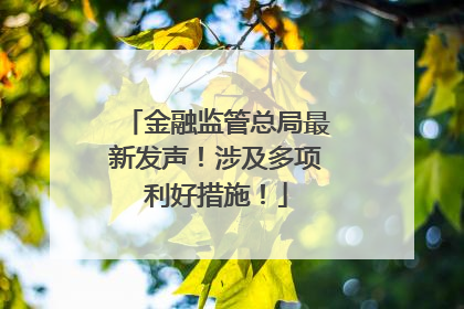 金融监管总局最新发声！涉及多项利好措施！