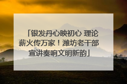 银发丹心映初心 理论薪火传万家！潍坊老干部宣讲奏响文明新韵