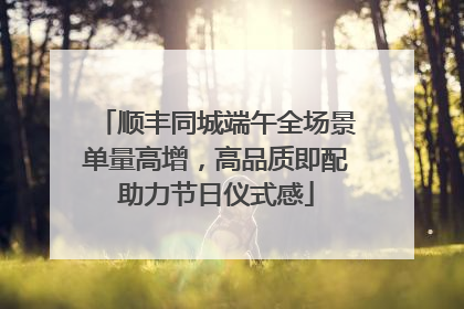 顺丰同城端午全场景单量高增，高品质即配助力节日仪式感