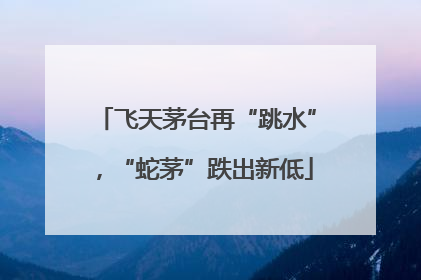 飞天茅台再“跳水”，“蛇茅”跌出新低