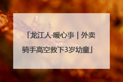 龙江人·暖心事｜外卖骑手高空救下3岁幼童