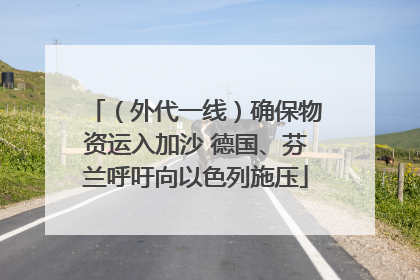（外代一线）确保物资运入加沙 德国、芬兰呼吁向以色列施压