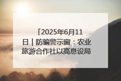 2025年6月11日｜防骗警示窗：农业旅游合作社以高息设局，集资380万