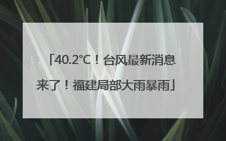 40.2℃！台风最新消息来了！福建局部大雨暴雨