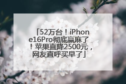 52万台！iPhone16Pro彻底赢麻了！苹果直降2500元，网友直呼买早了