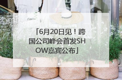 6月20日见！跨国公司峰会首发SHOW嘉宾公布